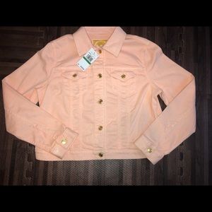 Michael kors coral denim jacket size L NWT